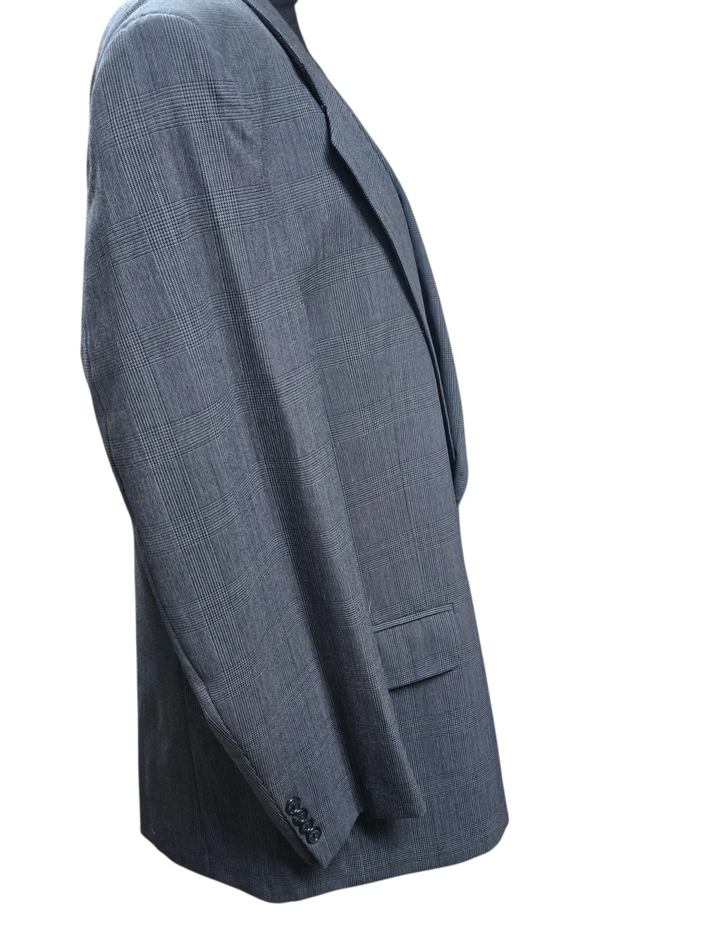 Vintage Burberrys Saks Fifth Ave Wool Blazer 44R Blue Gray Glen Plaid